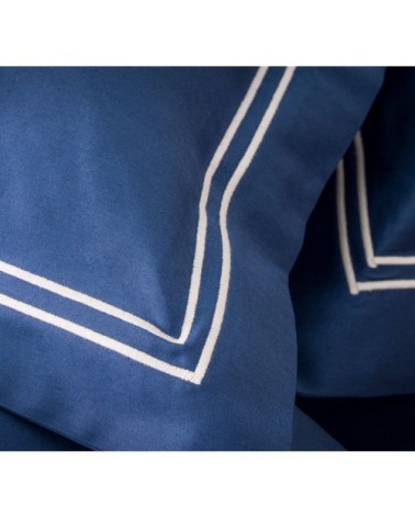 Taies d'oreiller luxe lot de 2 en Satin de coton Bleu 50x70 cm