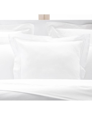 Taies d'oreiller luxe lot de 2 en Satin de coton Blanc 65x65 cm