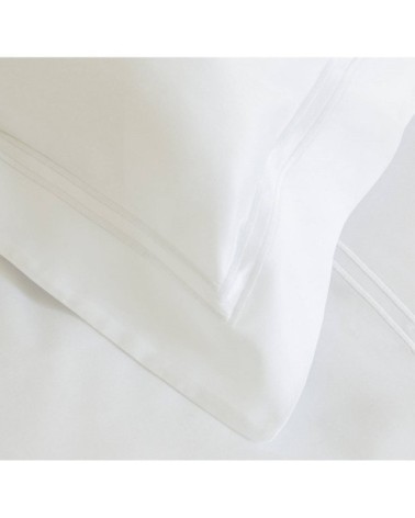 Taies d'oreiller luxe lot de 2 en Satin de coton Blanc 65x65 cm