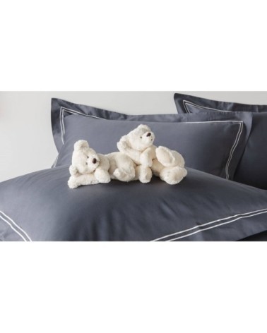 Taies d'oreiller luxe lot de 2 en Satin de coton Gris 65x65 cm