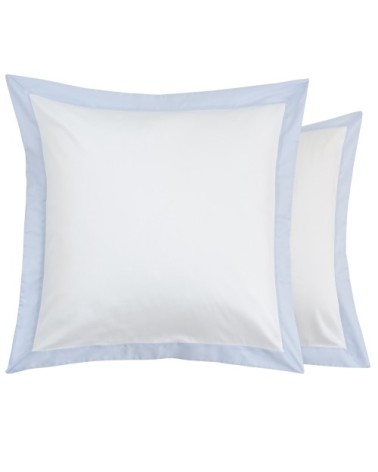 Taies d'oreiller luxe lot de 2 en Satin de coton Bleu ciel 50x70 cm