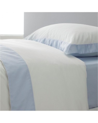 Taies d'oreiller luxe lot de 2 en Satin de coton Bleu ciel 50x70 cm