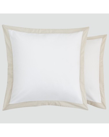 Taies d'oreiller luxe lot de 2 en Satin de coton Blanc 50x70 cm