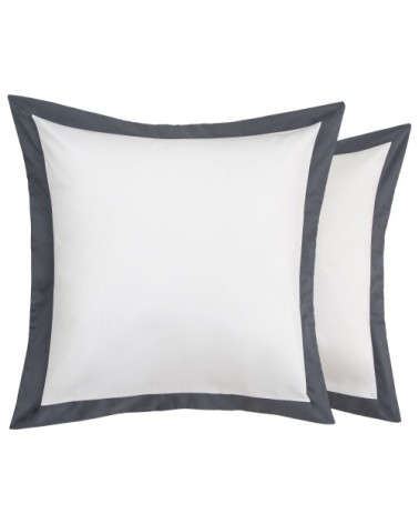Taies d'oreiller luxe lot de 2 en Satin de coton Gris 50x70 cm