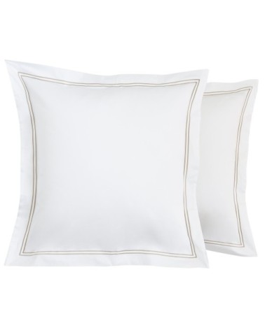 Taies d'oreiller luxe lot de 2 en Satin de coton Beige 50x70 cm