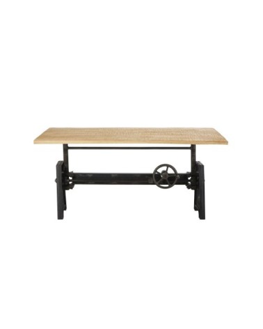 Table basse ajustable en manguier massif et métal noir H48/61