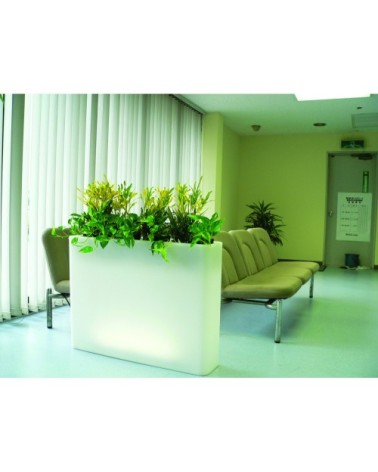 Pot à fleur éclairé en résine recyclable neutre H70cm