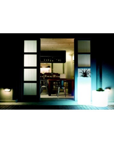 Pot à fleur éclairé en résine recyclable neutre L50cm