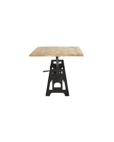 Table basse ajustable en manguier massif et métal noir H48/61