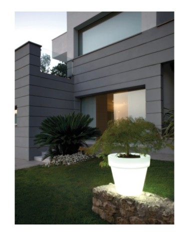 Pot à fleur éclairé en résine recyclable neutre D58cm