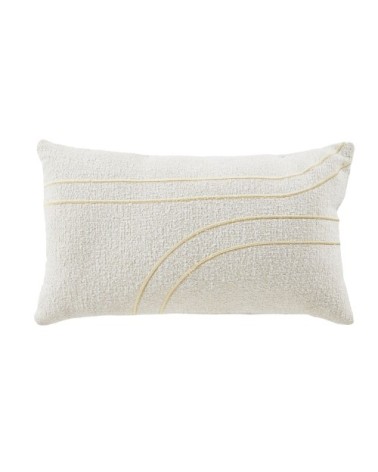 Coussin blanc et lignes brodées dorées 30x50