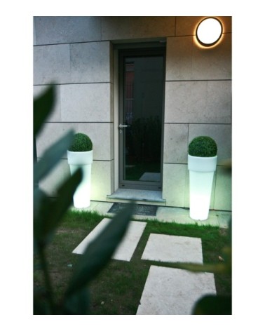 Pot à fleur éclairé en résine recyclable neutre D39cm