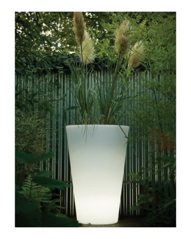 Pot à fleur éclairé en résine recyclable neutre D52cm