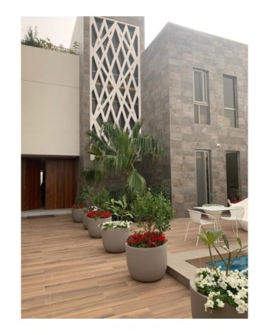 Pot à fleur en résine recyclable gris tourterelle D48cm