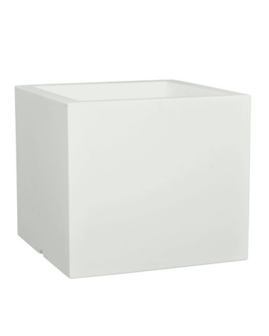 Pot à fleur éclairé en résine recyclable neutre L37cm