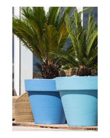 Pot à fleur en résine recyclable bleu provence D58cm