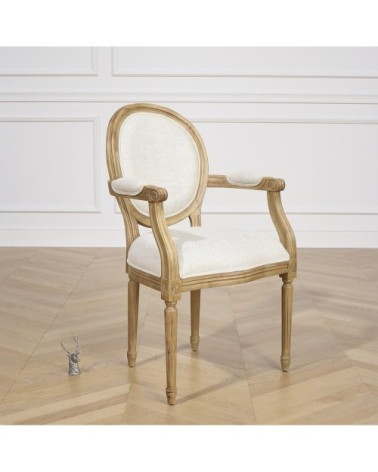 Fauteuil médaillon en lin Lin premium