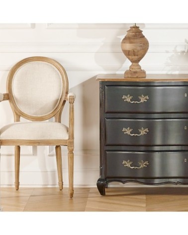 Fauteuil médaillon en lin Lin premium