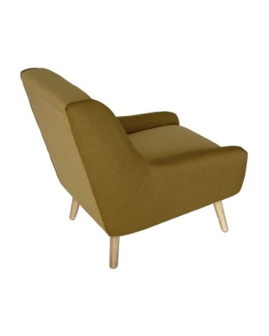 Fauteuil rétro tissu bicolore ocre