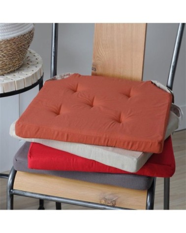 Coussin de chaise attaches scratchs terracotta 38x38