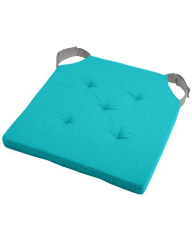 Coussin de chaise attaches scratchs turquoise et gris 38x38