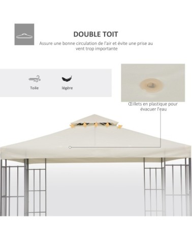 Toile pour tonnelle 3 x 3 m crème