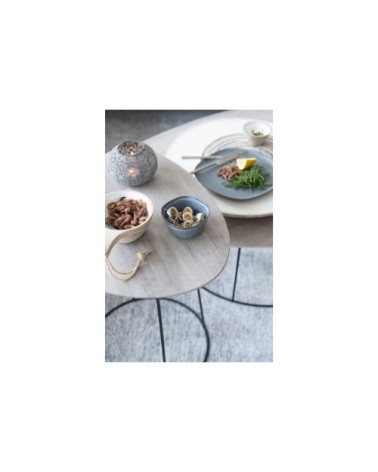 Bout de canapé ovale en bois et métal