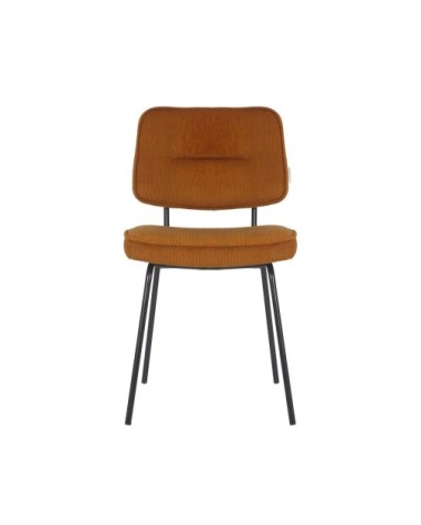 Set de 2 chaises moderne en tissu côtelé orange