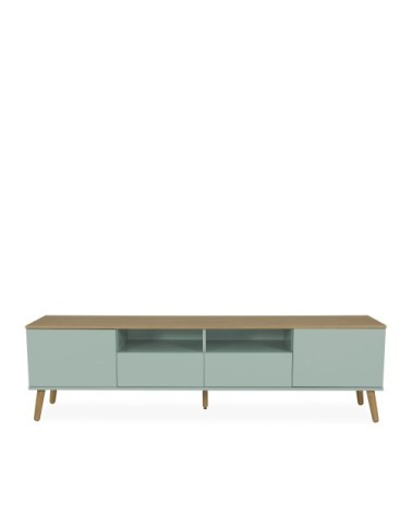 Meuble TV en bois 2 portes 2 tiroirs L192cm vert d'eau