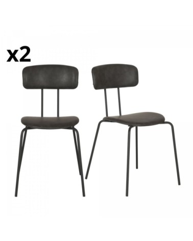 Lot de 2 chaises design en simili pieds métal gris