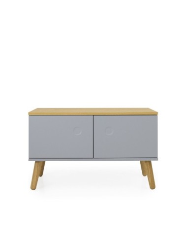 Banc en bois avec rangements L79cm gris clair