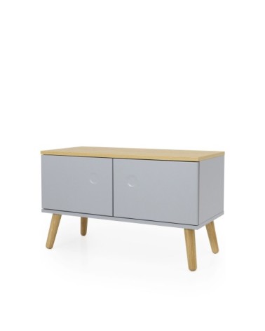 Banc en bois avec rangements L79cm gris clair