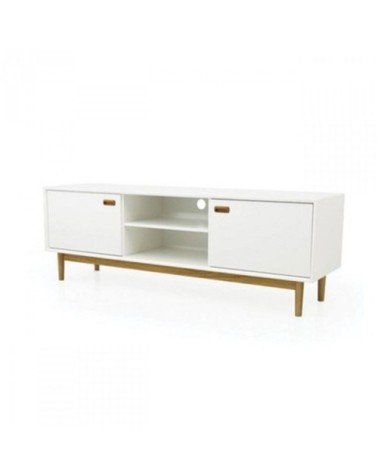 Meuble TV moderne 170cm placards et niches blanc