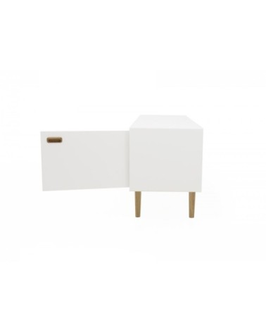 Meuble TV moderne 170cm placards et niches blanc