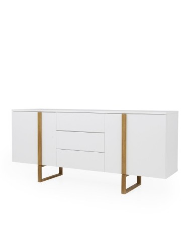 Buffet en bois 2 portes 3 tiroirs blanc