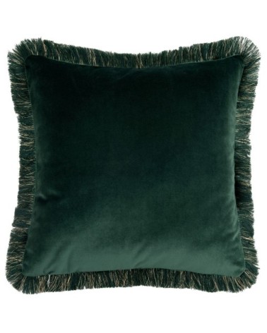 Housse de coussin imprimé végétal à franges vertes et dorées, 40x40