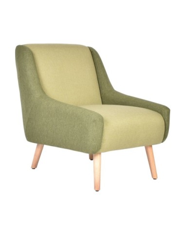 Fauteuil rétro tissu bicolore vert