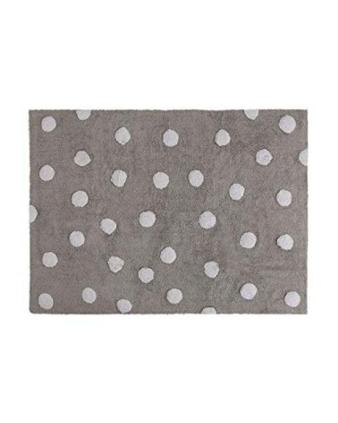Tapis coton motif pois gris 120x160