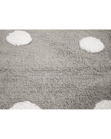 Tapis coton motif pois gris 120x160