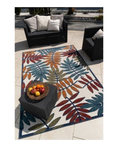 Tapis extérieur multicolore au motif palmier 160x230