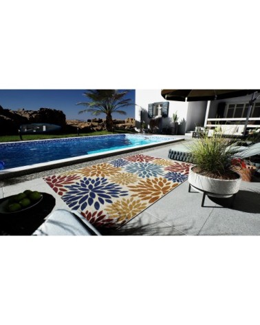 Tapis extérieur  multicolore au motif floral 70x140