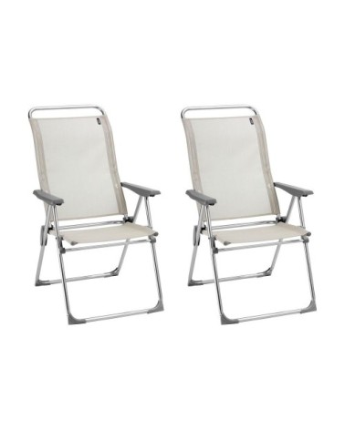Lot de 2 fauteuils pliants multi-positions en acier beige