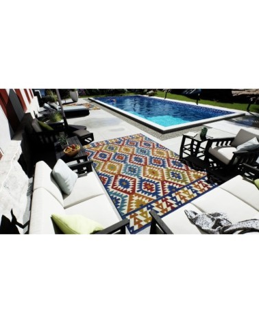 Tapis extérieur  multicolore au motif aztèque 160x230