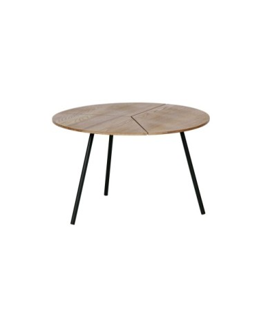 Table basse ronde chêne et métal 38x60cm