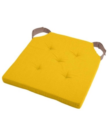 Coussin de chaise attaches scratchs jaune et taupe 38x38