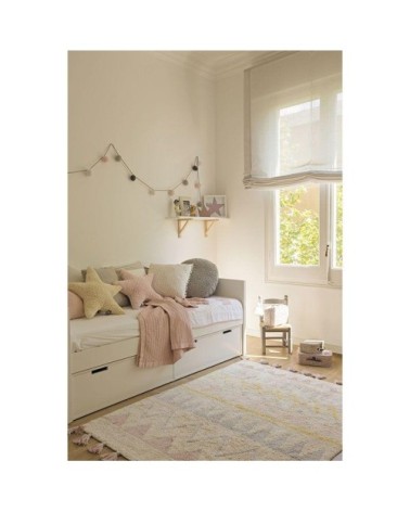 Tapis coton motif indien beige rose 140x200