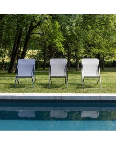 Chilienne jardin pliant multi-positions en acier gris L83xl62xH91