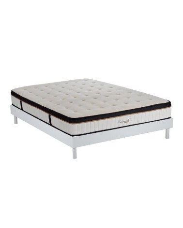 Ensemble matelas à Mémoire de forme et sommier blanc 140x190