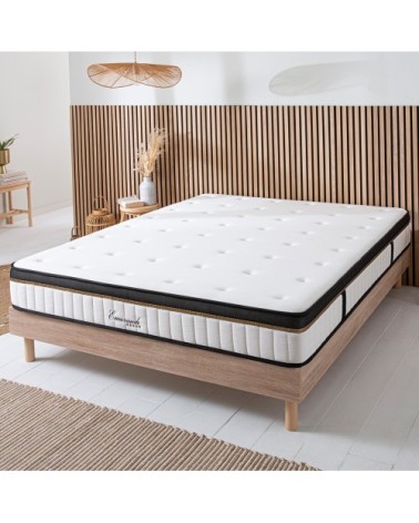 Ensemble matelas à Mémoire de forme et sommier bois 140x190