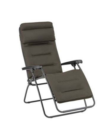 Fauteuil relax matelassé zéro gravité en acier marron l87xl67xh115